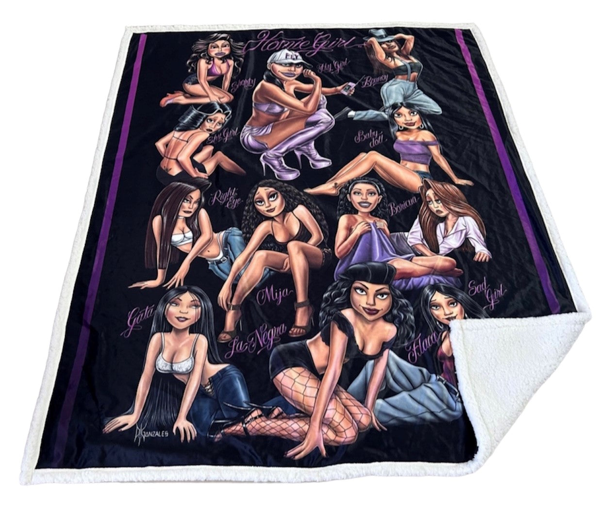 HOMIES - Manta de sherpa HOMIEGIRL PINUP de 50" x 60"