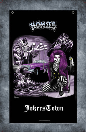 HOMIES - 3' X 5' - BANDERA / BANDERÍN - JOKERS TOWN