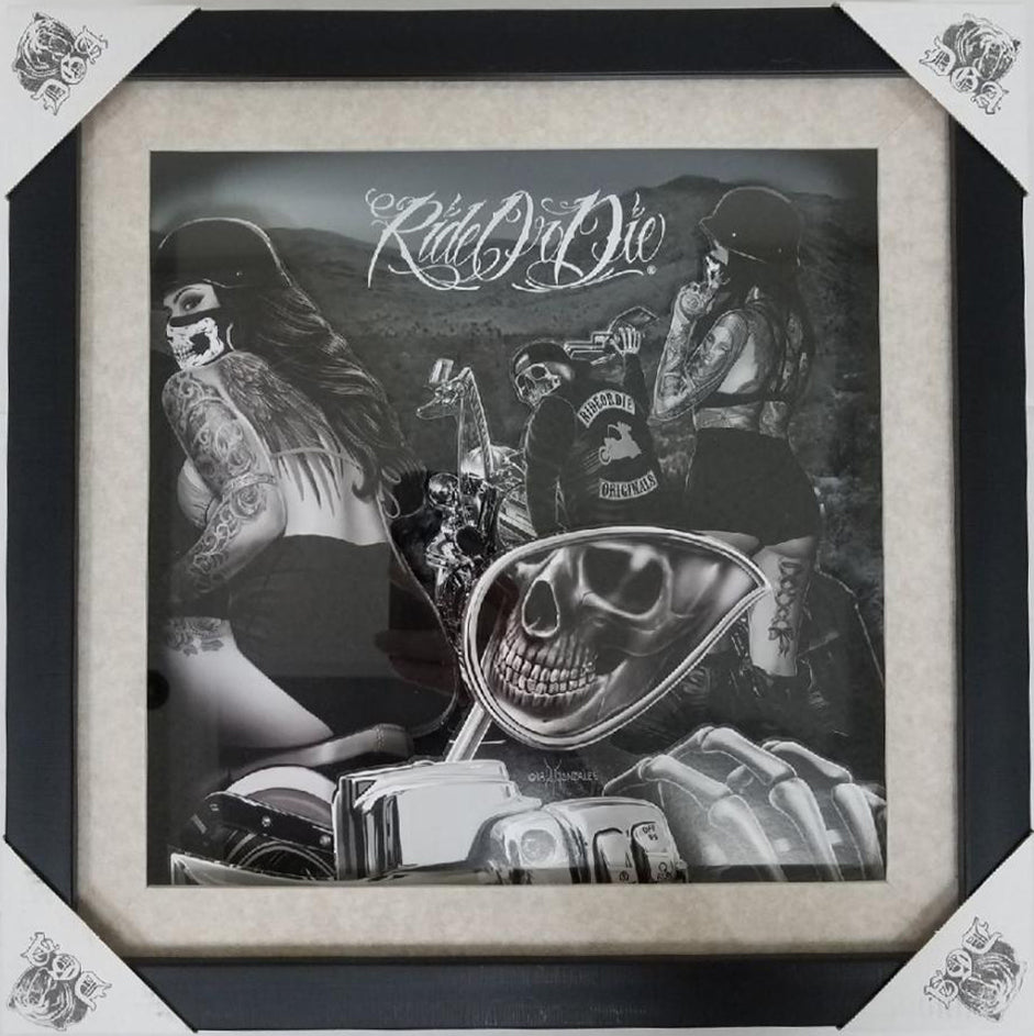 ROD - Let's Ride - Cuadro de arte con sombras - 15" x 15"