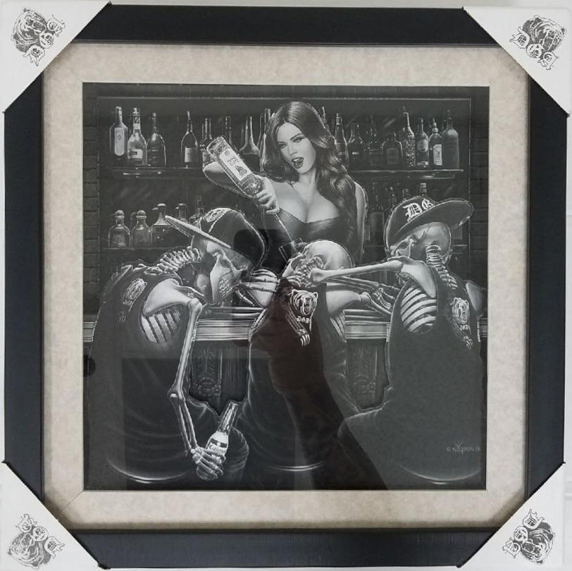 Última llamada - Cuadro de arte con sombras - 15" x 15"