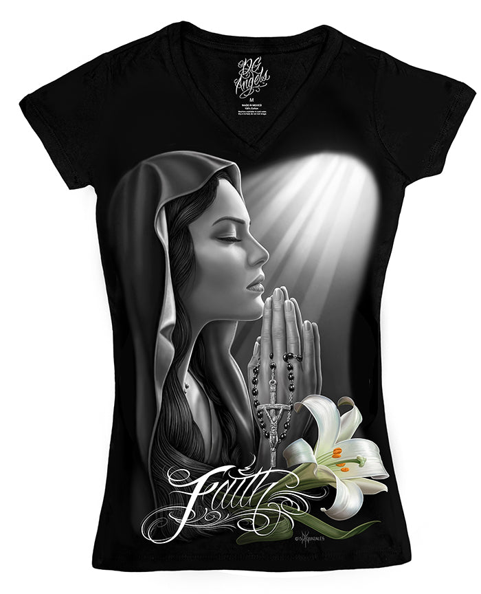 Retirado - Faith - Camiseta de cuello en V para mujer
