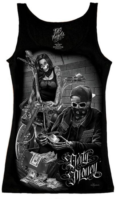 Camiseta sin mangas para mujer de estilo retirado: RODC - Bonnie & Clyde DIRTY MONEY