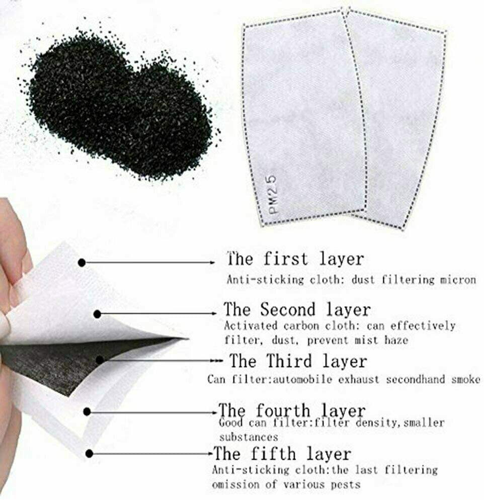 Pack of 12pcs PM2.5 5 layer mask filters