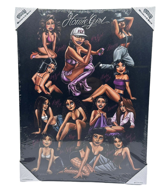 HOMIES - HOMIEGIRL PIN UP - Arte en lienzo pequeño - 12" X 16"