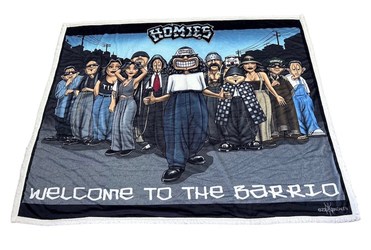 HOMIES - Sherpa WELCOME TO THE BARRIO - 50" x 60" Throw Blanket
