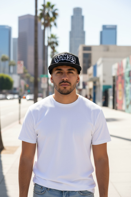 HM™ - SNAPBACK HAT B/W Logo on BLACK