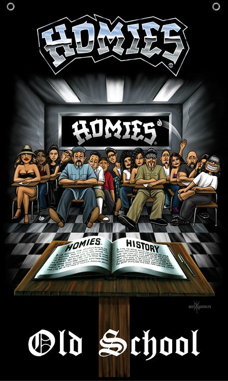 HOMIES -  3' X 5' - FLAG / BANNER - OLD SCHOOL